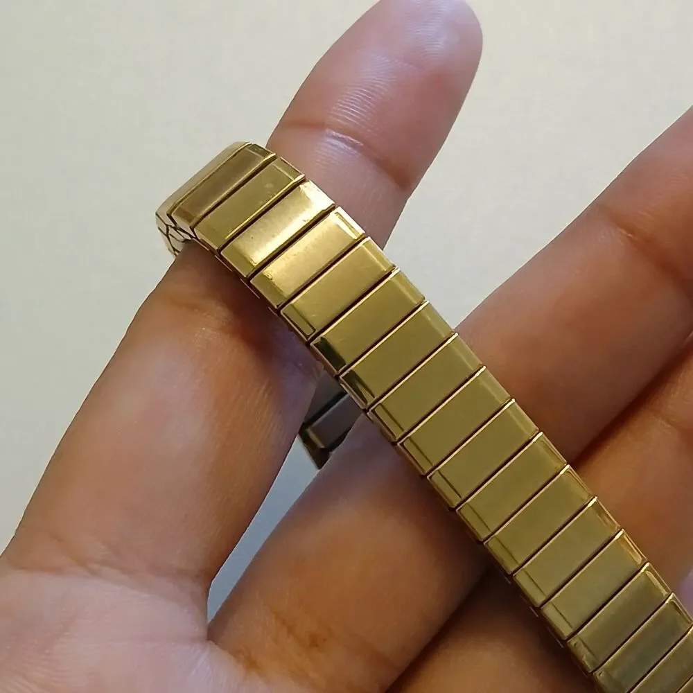 VTG 90s Andre Rivalle Diamond Women's Gold Tone Stretch Band Quartz Watch 22mm